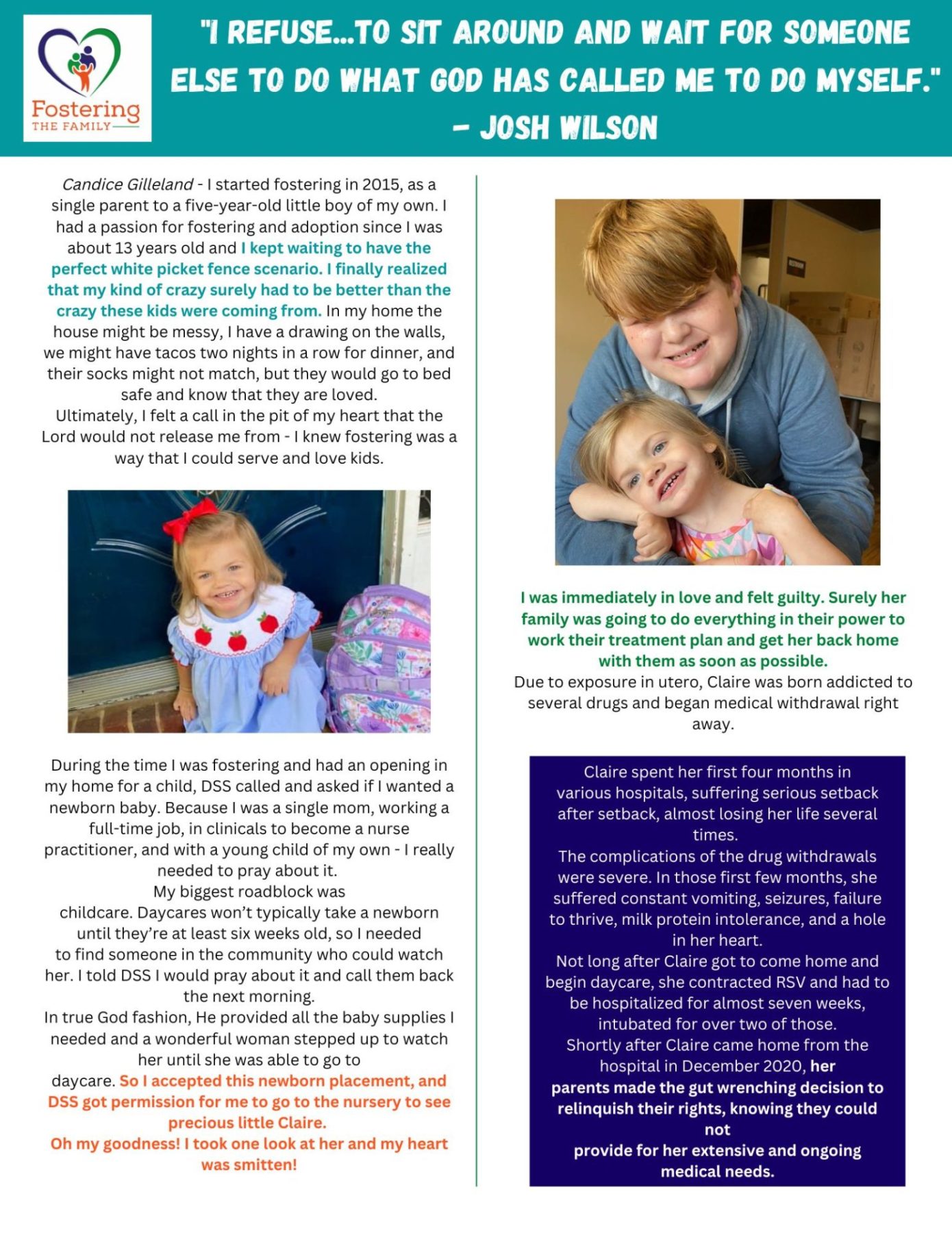 Direct Mailer attachment - Candice's fostering and adoption story.