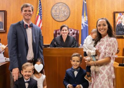 The Hoffmans at court on their son's adoption day