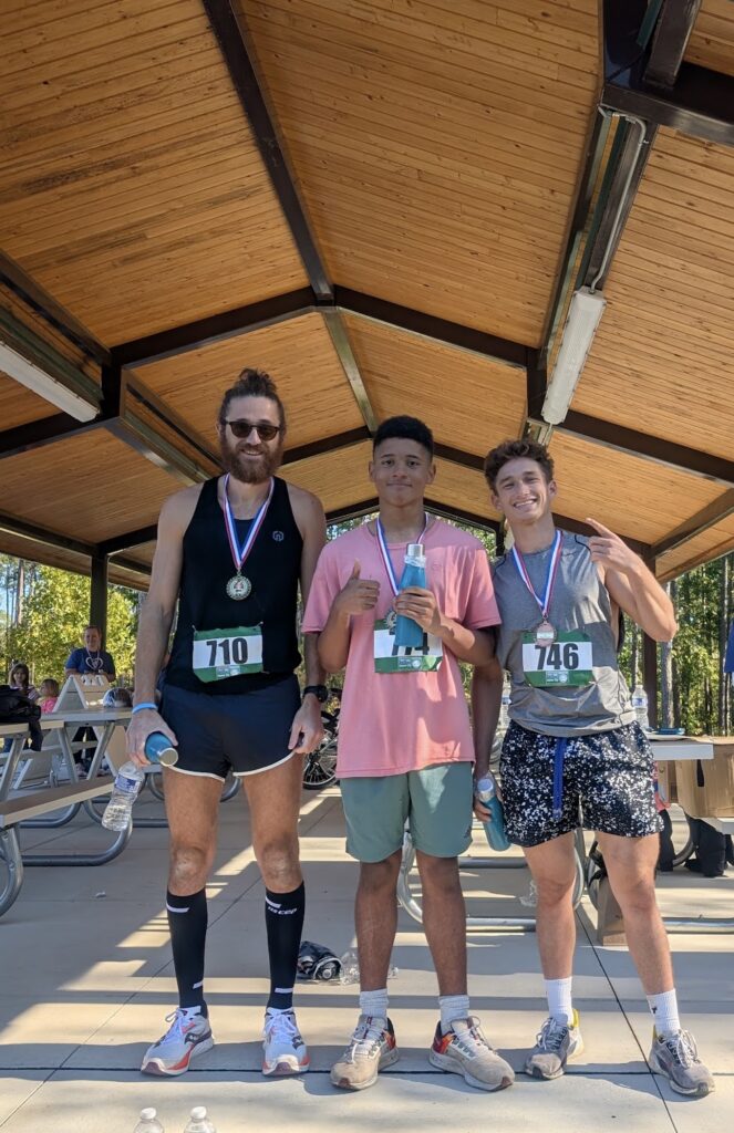 The three male winners at the Fostering the Family Fight for Families 5k